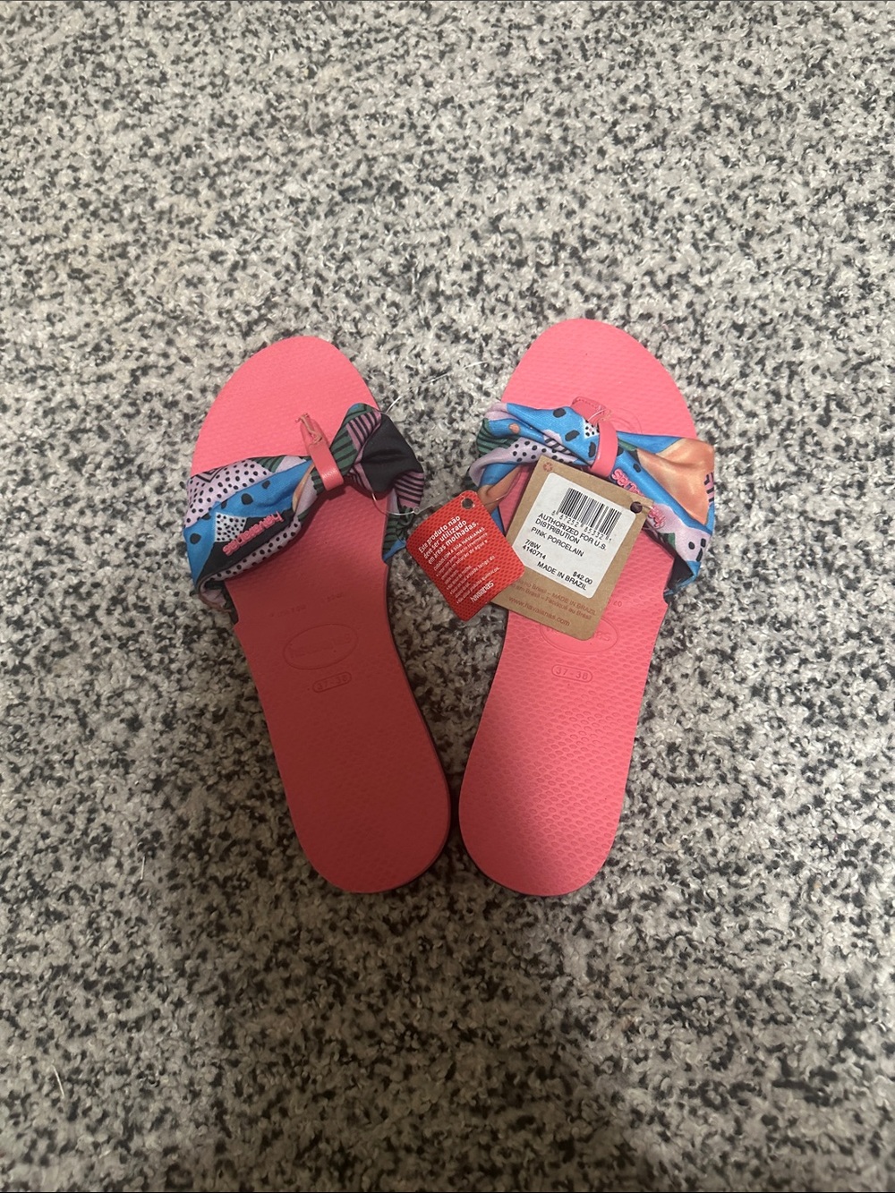 Havaianas Pink Flip Flops with Multicolor Bow Straps